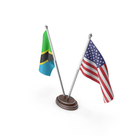 Tanzania & United States Flags Stand PNG & PSD Images