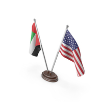 United Arab Emirates & United States Flags Stand PNG & PSD Images