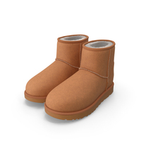 Womens Mini Leather Sheepskin Boots Fur Chestnut PNG & PSD Images