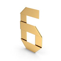 Gold Ribbon Number 6 PNG & PSD Images