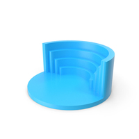 Blue Round Podium, Step Wall Behind It. PNG & PSD Images