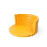 Yellow  Round Podium, Step Wall Behind. PNG & PSD Images
