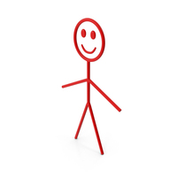 Cartoon Stickman Figure Red PNG & PSD Images