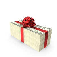 Stack Of One Hundred Dollar Bills Tied With A Red Bow PNG & PSD Images