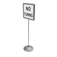 No Turns Signboard PNG & PSD Images