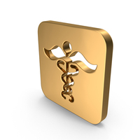 Gold Square Asclepius Icon PNG & PSD Images