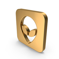 Square Gold Alien Icon PNG & PSD Images