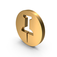 Round Gold Pin Icon PNG & PSD Images