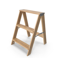 Three Step Folding Wooden Ladder PNG & PSD Images