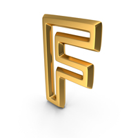 Letter M1F OutLine F Gold PNG & PSD Images