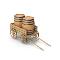 Old Wooden Cart And Barrels PNG & PSD Images