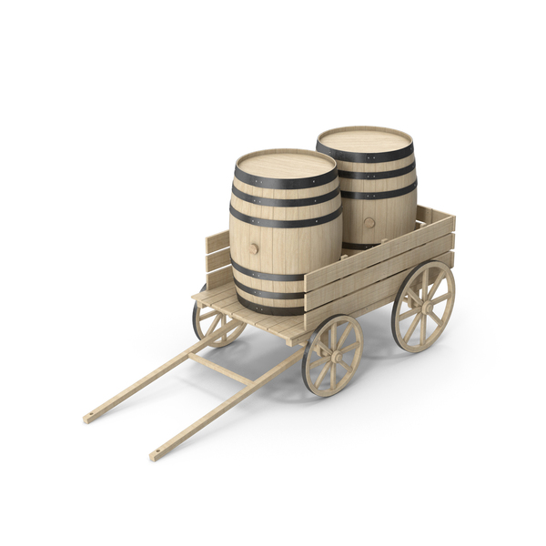 Old Wooden Cart And Barrels PNG & PSD Images