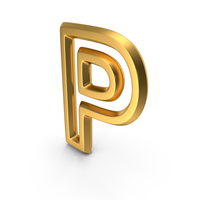 Letter M1F OutLine P Gold PNG & PSD Images