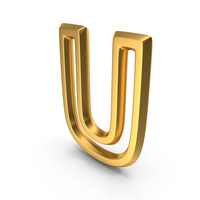 Letter M1F OutLine U Gold PNG & PSD Images