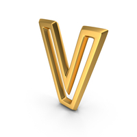 Letter M1F OutLine V Gold PNG & PSD Images