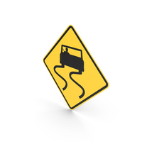 Slippery Ahead Road Sign PNG & PSD Images