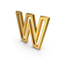 Letter Outline W Gold PNG & PSD Images