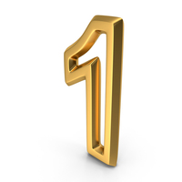 Number Outline 1 Gold One PNG & PSD Images