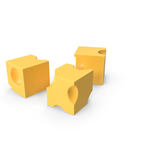 Cartoon Cubes of Yellow Cheese PNG & PSD Images