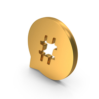 Gold Hashtag Speech Bubble Icon PNG & PSD Images