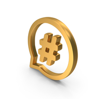 Gold Hashtag Speech Bubble Outline Icon PNG & PSD Images