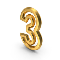 Number M1F OutLine 3 Gold PNG & PSD Images