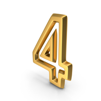 Number M1F OutLine 4 Gold PNG & PSD Images
