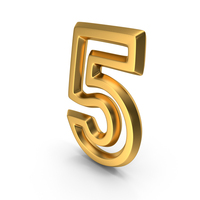 Gold Outline Number 5 PNG & PSD Images