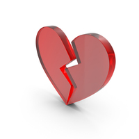 Broken Heart With 2 Pieces Center Symbol PNG & PSD Images