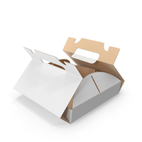 White Pizza Box with Handle Open PNG & PSD Images