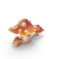 Amanita Cartoon Mushrooms 3 Pieces PNG & PSD Images