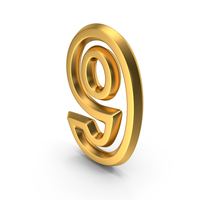 Gold Outline Number 9 PNG & PSD Images