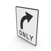Right Turn Only Road Sign PNG & PSD Images