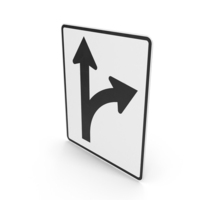 Option For Right Turn Or Straight Road Sign PNG & PSD Images