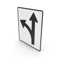 Option For Left Turn Or Straight Road Sign PNG & PSD Images