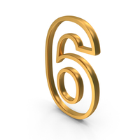 Gold Outline Number 6 PNG & PSD Images