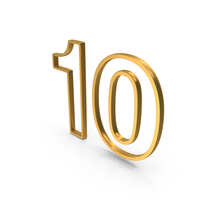 Out Line Zero Numarical Number Ten  Icon Gold PNG & PSD Images