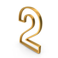 Out Line Numarical Number Two  Icon Gold PNG & PSD Images