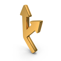 Gold Two Curved Directional Road Arrow Icon PNG & PSD Images