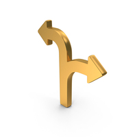 Gold Two Curved Way Directional Road Arrow Icon PNG & PSD Images
