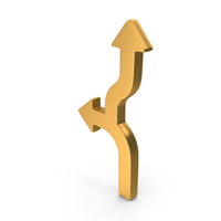 Two Curved Way Directional Arrow Icon Gold PNG & PSD Images