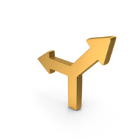 Gold Two Way Directional Road Arrows Icon PNG & PSD Images