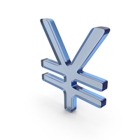 Blue Glass Yen And Yuan Sign PNG & PSD Images
