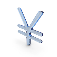 Blue Glass Yen And Yuan Sign PNG & PSD Images