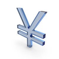 Blue Glass Yen And Yuan Sign PNG & PSD Images