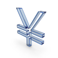 Blue Glass Yen And Yuan Sign PNG & PSD Images