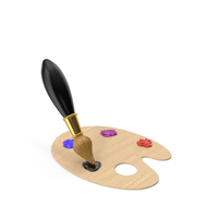 Cartoon Brush With Art Palette PNG & PSD Images