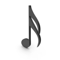 Black Plastic Sixteenth Music Note Symbol PNG & PSD Images