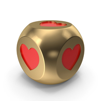 Gold And Red Heart Chamfered Box PNG & PSD Images