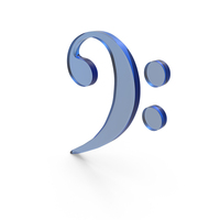 Blue Glass Bass Clef Music Symbol PNG & PSD Images